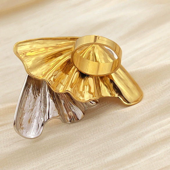 Wholesale Ring Stainless Steel Heart Shape Exaggerated Electroplating Jewelry For Women