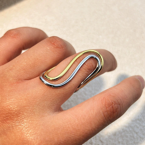 Wholesale Ring Stainless Steel Heart Shape Minimalist Geometric Electroplated Jewelry