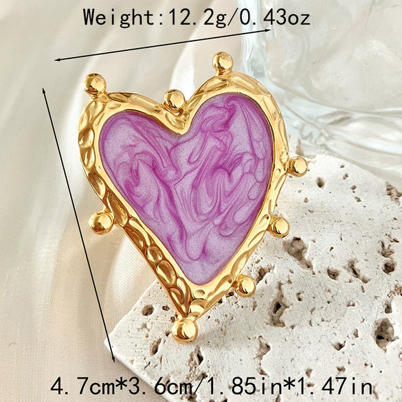 Wholesale Ring Stainless Steel Heartshaped Electroplating