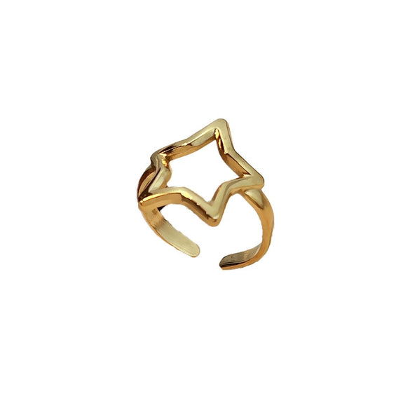 Wholesale Ring Stainless Steel Hollow Star Heart Shape Electroplating Jewelry Accessories Cool Natural Style Unisex