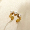 Wholesale Ring Stainless Steel Imitation Pearl Butterfly Hollow Electroplated Heart Shape Cartoon Characters French Retro Style