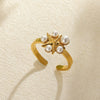 Wholesale Ring Stainless Steel Imitation Pearl Butterfly Hollow Electroplated Heart Shape Cartoon Characters French Retro Style