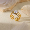 Wholesale Ring Stainless Steel Imitation Pearl Geometric Baroque Style Electroplating For Women
