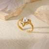 Wholesale Ring Stainless Steel Imitation Pearl Geometric Baroque Style Electroplating For Women