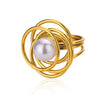 Wholesale Ring Stainless Steel Imitation Pearl Geometric Baroque Style Electroplating For Women