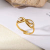 Wholesale Ring Stainless Steel Imitation Pearl Geometric Rococo Style Electroplated