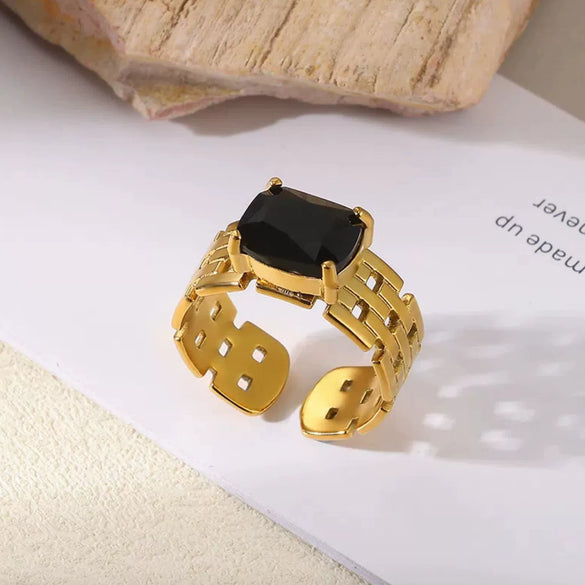 Wholesale Ring Stainless Steel Imitation Pearl Geometric Rococo Style Electroplated