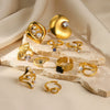 Wholesale Ring Stainless Steel Imitation Pearl Geometric Rococo Style Electroplated