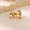 Wholesale Ring Stainless Steel Imitation Pearl Shell Geometric Electroplated Metallic Exaggerated
