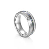 Wholesale Ring Stainless Steel Inlaid Acacia Wood And Abalone Shell Geometric Dripping Oil Unisex