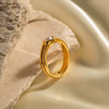 Wholesale Ring Stainless Steel Inlaid Pearl Geometric Style Electroplated For Women