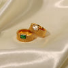 Wholesale Ring Stainless Steel Inlaid Zircon Geometric Ins Style Vintage Light Luxury