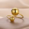 Wholesale Ring Stainless Steel Irregular Twoball Open Electroplating Unisex