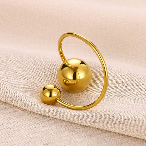 Wholesale Ring Stainless Steel Irregular Twoball Open Electroplating Unisex