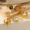 Wholesale Ring Stainless Steel 18K Gold Plated Geometric And Flowers Styling For Women