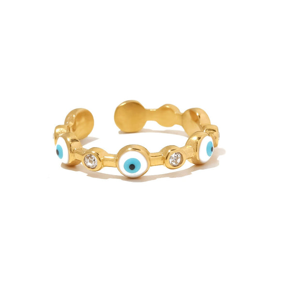 Wholesale Ring Stainless Steel 18K Gold Plated Geometric Dripping Oil Style Women's Jewelry