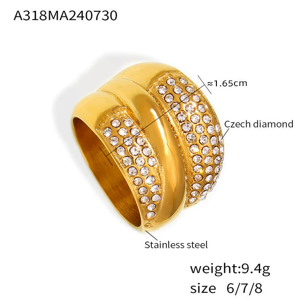 Wholesale Ring 316L Stainless Steel 18K Gold Plated Geometric Hiphop Fashion Design