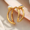 Wholesale Ring Stainless Steel 18K Gold Plated Geometric Imitation Pearl Natural Stone Open Design