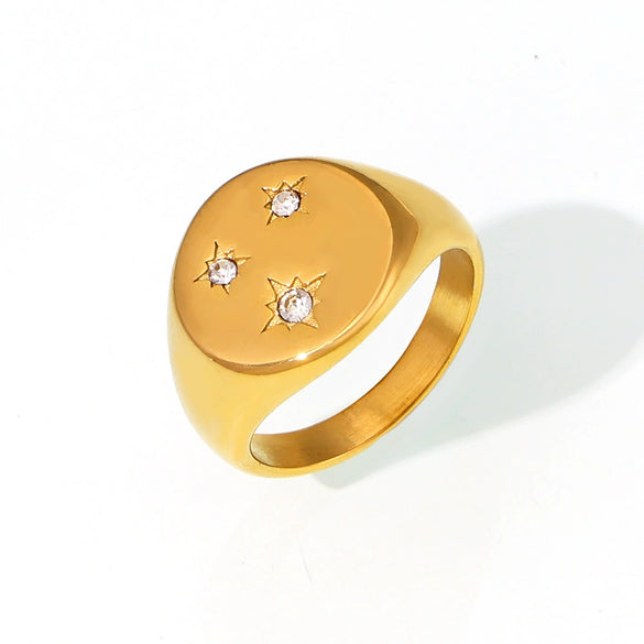 Wholesale Ring 316L Stainless Steel 18K Gold Plated Geometric Simple Style For Women