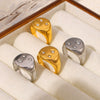 Wholesale Ring 316L Stainless Steel 18K Gold Plated Geometric Simple Style For Women