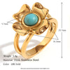 Wholesale Ring Stainless Steel 18K Gold Plated Microset Heart Flower Geometric For Women