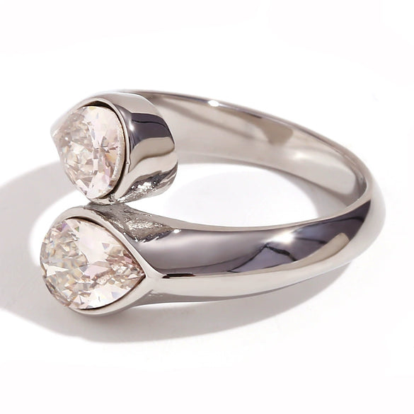Wholesale Ring Stainless Steel 18K Gold Plated Microset Heart Flower Geometric For Women