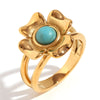 Wholesale Ring Stainless Steel 18K Gold Plated Microset Heart Flower Geometric For Women