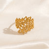 Wholesale Ring Stainless Steel Leaves Retro Hip Hop Exaggerated 18K Gold Plated For Women
