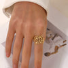 Wholesale Ring Stainless Steel Leaves Retro Hip Hop Exaggerated 18K Gold Plated For Women