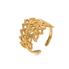 Wholesale Ring Stainless Steel Leaves Retro Hip Hop Exaggerated 18K Gold Plated For Women