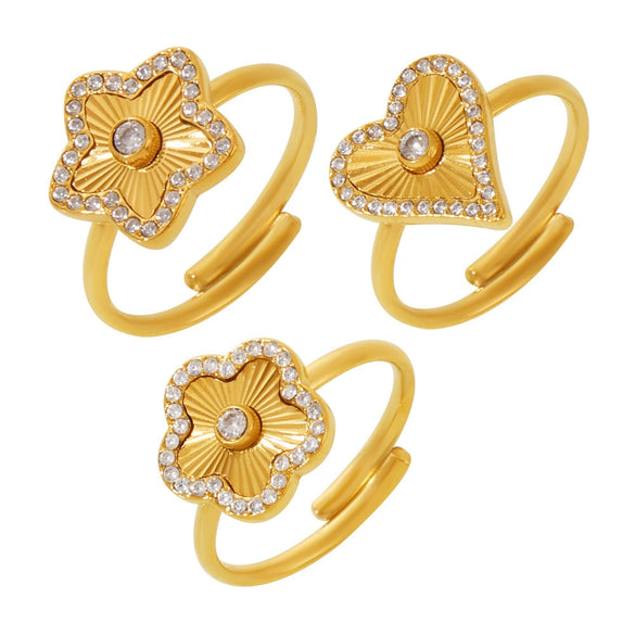 Wholesale Ring Stainless Steel Light Luxury Geometric Heart Star Pattern Pvd Electroplating