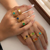 Wholesale Ring Stainless Steel Malachite Turquoise Geometric U Shape Electroplated