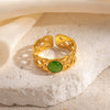 Wholesale Ring Stainless Steel Malachite Turquoise Geometric U Shape Electroplated
