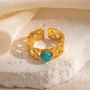 Wholesale Ring Stainless Steel Malachite Turquoise Geometric U Shape Electroplated