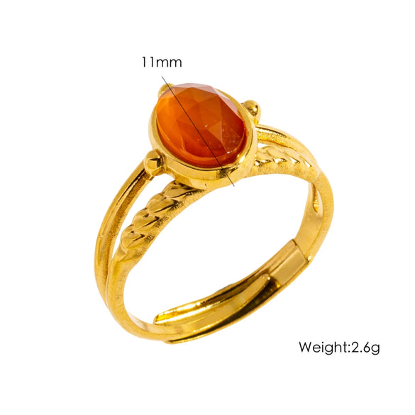 Wholesale Ring Stainless Steel Natural Stone Inlaid Geometric Light Luxury Retro Style