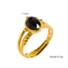 Wholesale Ring Stainless Steel Natural Stone Inlaid Geometric Light Luxury Retro Style