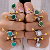 Wholesale Ring 316L Stainless Steel Natural Stone Shell Bead Geometric Light Luxury Style Electroplated