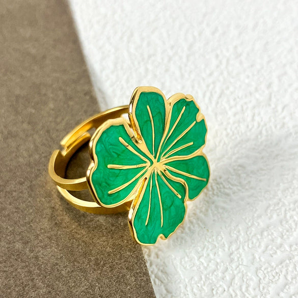 Wholesale Ring Stainless Steel Oil Dripping Flower Retro Heavy Industry Electroplated