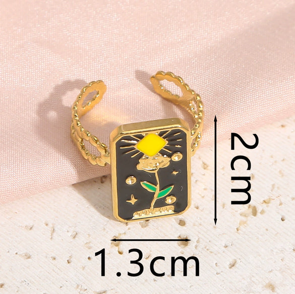 Wholesale Ring Stainless Steel Oil Drop Flower Design