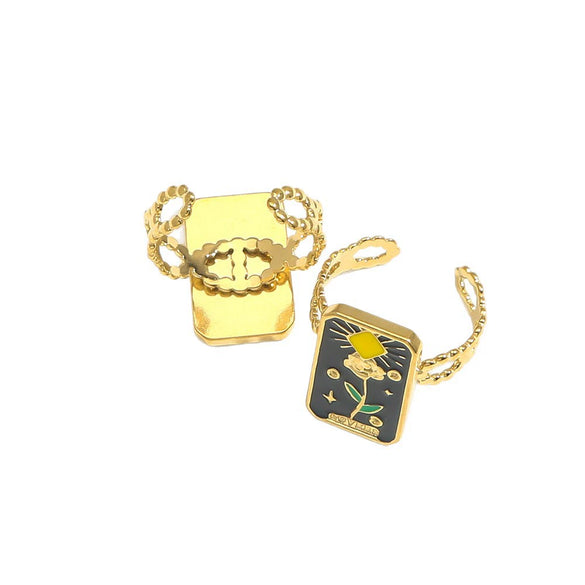 Wholesale Ring Stainless Steel Oil Drop Flower Design