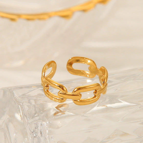 Wholesale Ring Stainless Steel Open Ring Geometric Style Electroplated For Women