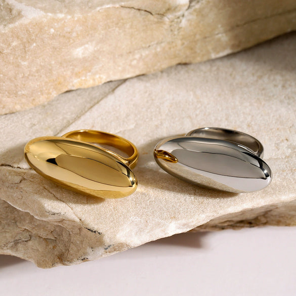Wholesale Ring Stainless Steel Oval Geometric Electroplating Jewelry For Women