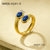 Wholesale Ring Stainless Steel Oval Inlaid Natural Stone Light Luxury Style Electroplated