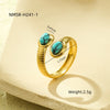 Wholesale Ring Stainless Steel Oval Inlaid Natural Stone Light Luxury Style Electroplated