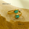 Wholesale Ring Stainless Steel Oval Inlaid Natural Stone Light Luxury Style Electroplated