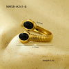 Wholesale Ring Stainless Steel Oval Inlaid Natural Stone Light Luxury Style Electroplated