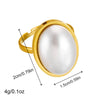 Wholesale Ring Stainless Steel Pearl Goldplated Oval Geometric Retro Fashion For Women