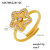 Wholesale Ring Stainless Steel Pvd Electroplated Love Fiveleaf Flower With Microinlaid Zircon Heart Star Geometric Shape