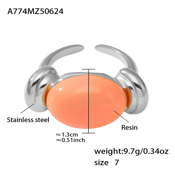 Wholesale Ring 316L Stainless Steel Resin Geometric Electroplating For Women