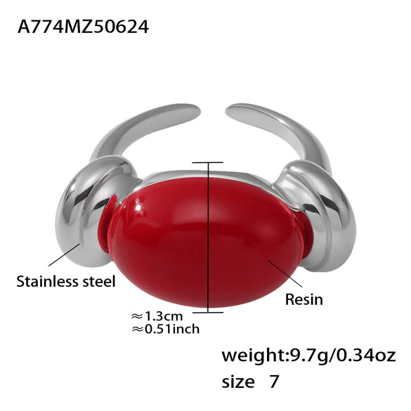 Wholesale Ring 316L Stainless Steel Resin Geometric Electroplating For Women